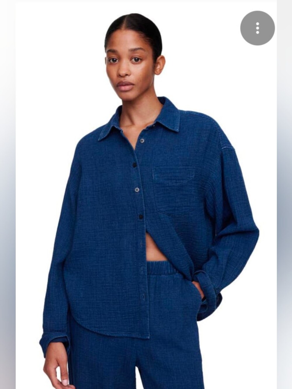 GAP Navy Gauze Textured Button-Down Shirt for Women